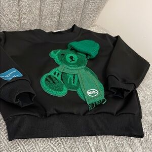 MAMC green crocheted bear with beanie sweater